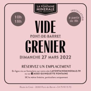 VIDE-GRENIER DE LA FONTAINE MINÉRALE – 27/03
